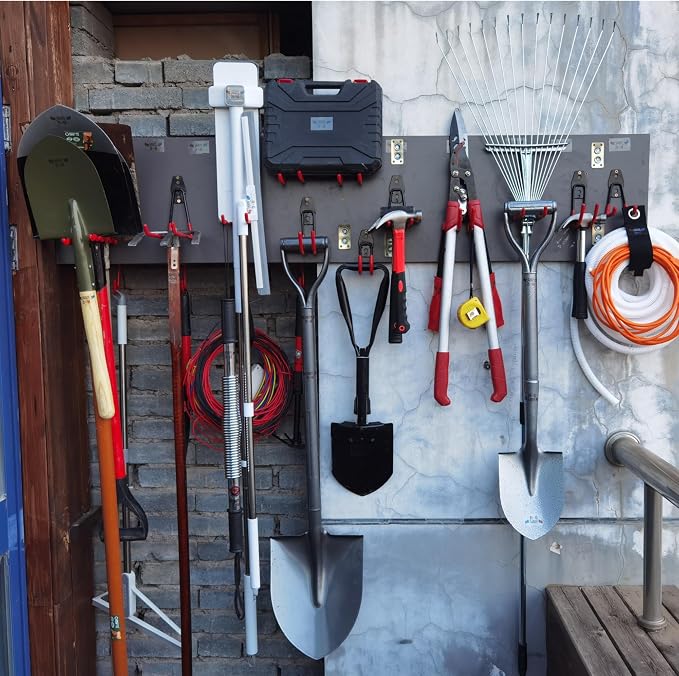 3-H Heavy Duty Garage Wall Hooks 20 Pack, Anti-Slip PVC Coating Wall Mount Garage Storage Utility Hooks, Heavy Load Organizer for Ladders, Yard Tools, Shovel, Weed Eater, Hoses & Bulk Items,Red | Multi-Purpose Garage Hooks to Organize Garden Lawn Tools...