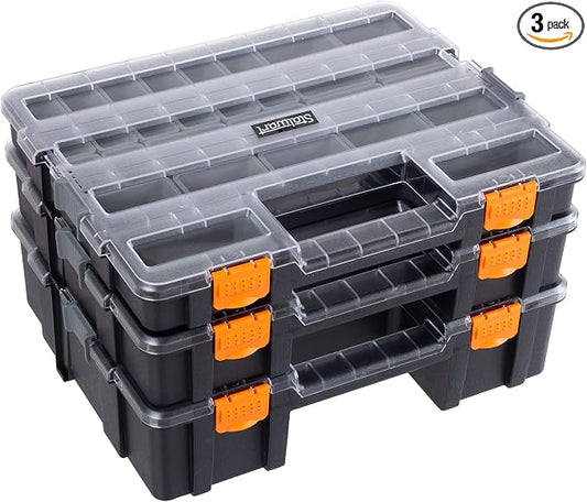 Stalwart Tool Box Organizer - 3-in-1 Portable Small Parts Organizer, Gray