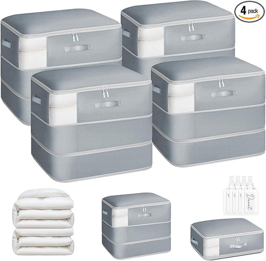 DIMJ Comforter Storage Bag - 110L Large Capacity Ultra Space Saving Self Compression Organize for Duvet, Pillow, Bedding, Blanket Sheet Storage Organizer Nylon Compression Bag for Storage