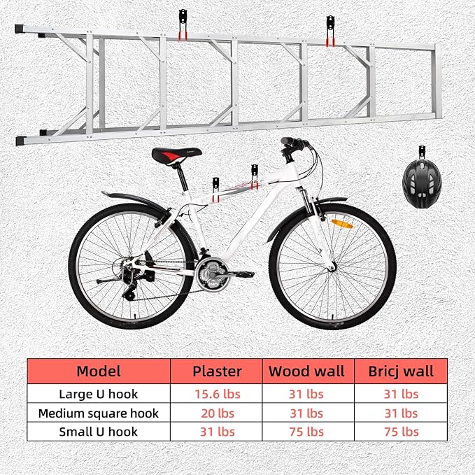 Garage Hooks Heavy Duty, Large Curved Hooks Set Wall Mount, Anti-Slip PVC Coated Steel Utility Storage Organizer for Hanging Ladders, Bikes, Garden Tools and Hoses 10 Packs