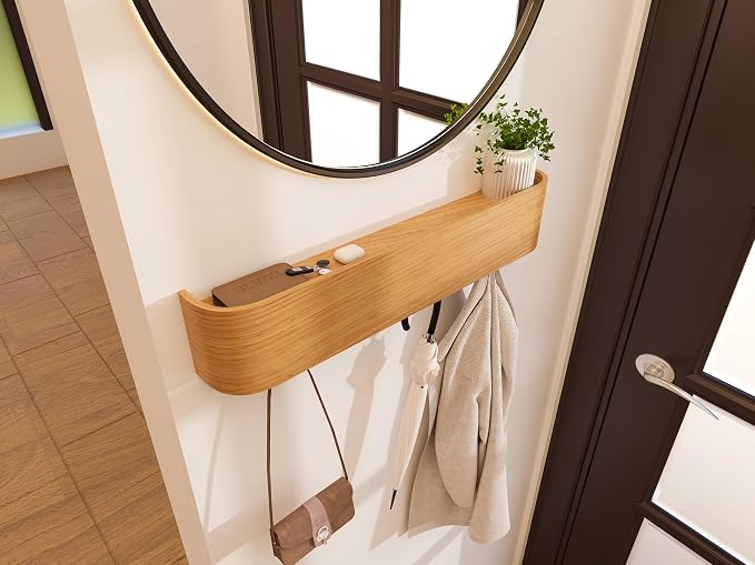 wall Coat Rack - wall Shelf with Hooks - entryway Hooks - entryway Shelf - Modern Coat Rack - Wooden Coat Rack wall Mount for Home Decor - Wooden Mount for Home Decor - Coat Hanger Wall Mount