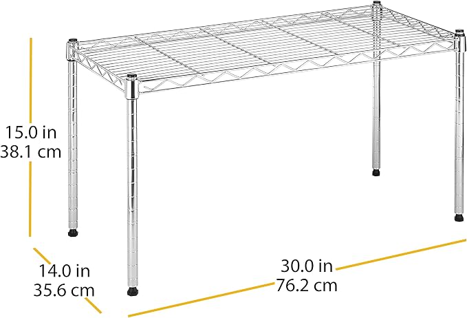 Whitmor Wire Shelving Unit, Metal Storage Shelves, Durable Heavy Duty Shelf, Easy Assembly for Pantry, Kitchen, Garage, Plant, 14" x 30" x 15"