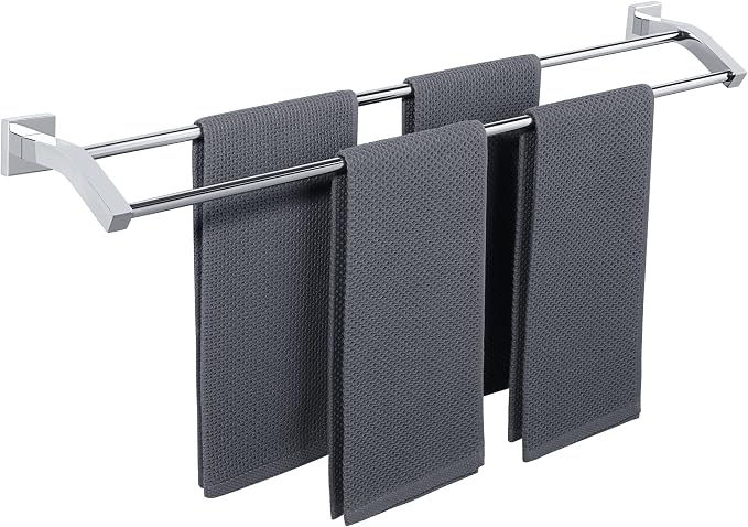 Alise Double Bath Towel Bar, 32" Towel Racks for Bathroom, Polished Chrome | SUS304 Stainless Steel Bathroom Towel Holder, Quick Drying Towel Hanger Towel Rod Wall Mounted