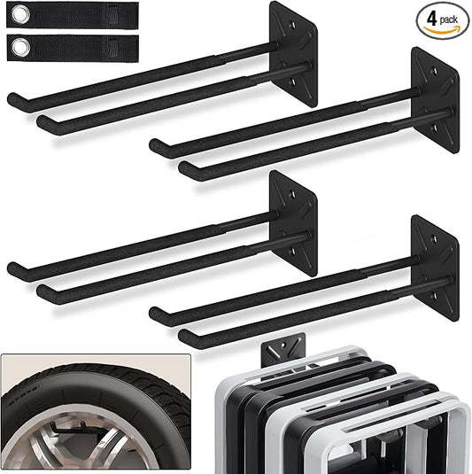 Nacial Garage Hooks, Heavy Duty Garage Hooks, 12.4 Inch Wall Mount Hangers, Max Load 200 lbs Garage Storage Utility Hook for Car Tires, Ladders, Chairs, Strollers, Power Tools, Garden Tools - 4 Pack