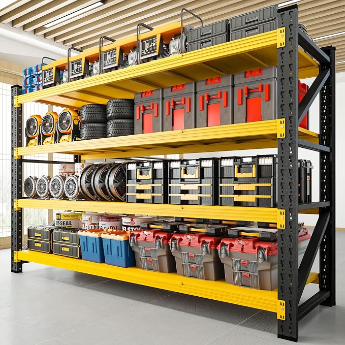 RAVIGIN 5000LBS Storage Shelves,60" W Garage Shelving Heavy Duty Metal Adjustable Garage Shelves, Shelving Units Industrial Shelving for Warehouse,60" W x 24" D x 70" H,Yellow