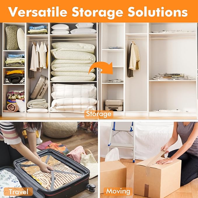 GONGSHI Vacuum Storage Bags, Space Saver Seal Bags For Clothing, Travel Luggage,Blankets, Comforters, Pillows, Clothes Storage.5 Medium 5 Small