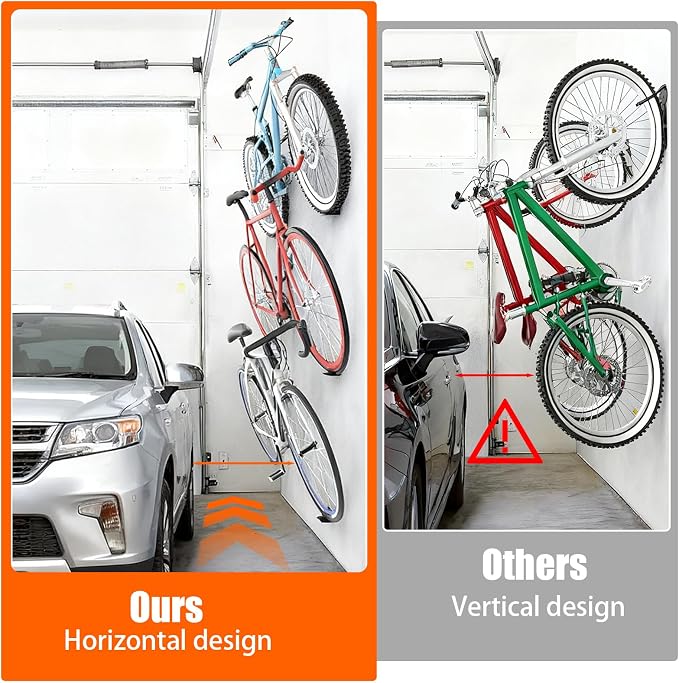 3 Pack Bike Pedal Hanger Wall Mount, Bike Display Stand for Wall, Horizontal Bikes Hanger Holds 70 Lbs, Suitable as Bicycle Rack Garage Bikes Storage Shed and Bicycle Storage Indoor