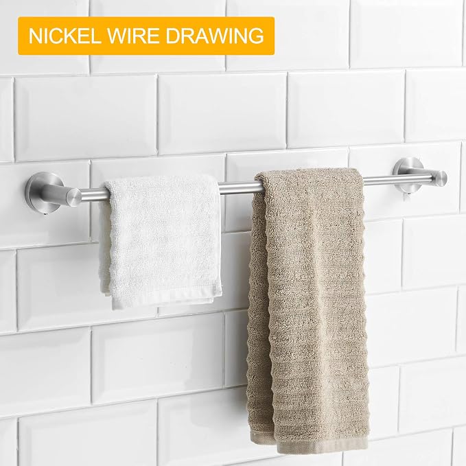 BESy Adjust Towel Bar Towel Racks for Bathroom Wall Mounted Brushed Nickel | Adjust 15" to 26" Rustproof, Stainless Steel Towel Holder, Wall Mounted for Bathroom Accessories, Heavy Duty, Space Saving