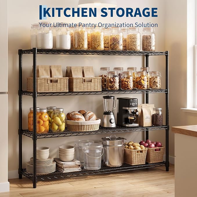 Garvee 4-Tier Wire Shelving 2560LBS Heavy Duty Storage Shelves Garage Rack |