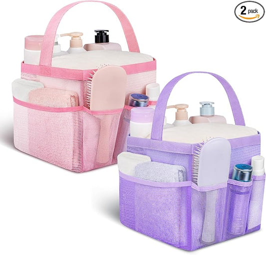 Mesh Shower Caddy Portable - 9 Pockets for College Dorm Room Essential | Large Capacity Mesh Shower Caddy with 9 Pockets, Portable Hanging Toiletry Bag for College Dorm, Gym, Camping and Beach