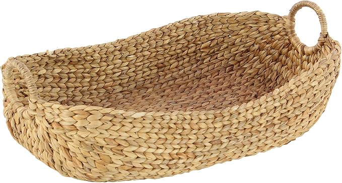 Deco 79 Seagrass Handmade Decorative and Functional Storage Basket Basket Organizer with Metal Handles, Set of 5 Basket for Storage 23", 21", 19", 16", 12"W, Brown