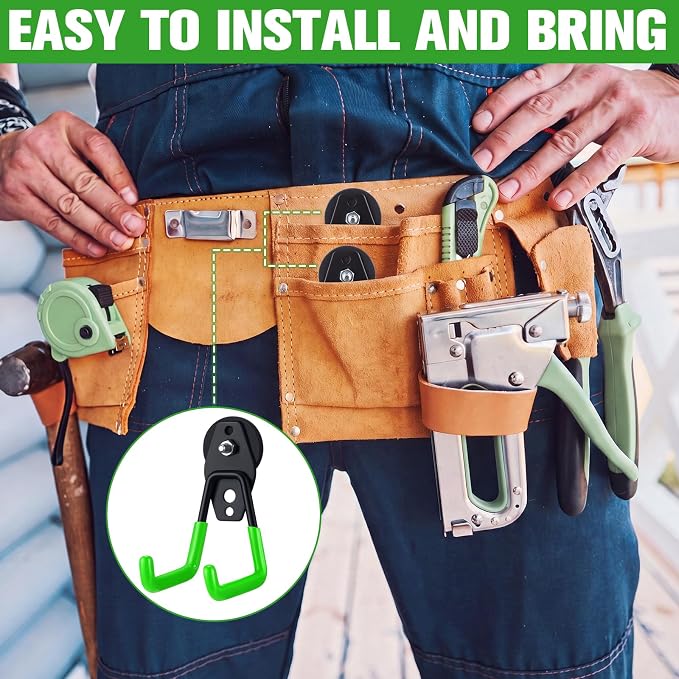 Landhoow 22 Pcs Large Magnetic Hooks Heavy Duty Garage Magnet Hooks Strong Storage Utility Magnetic Hangers with Anti Slip Rubber Coating for Indoor and Outdoor Hanging (Green)