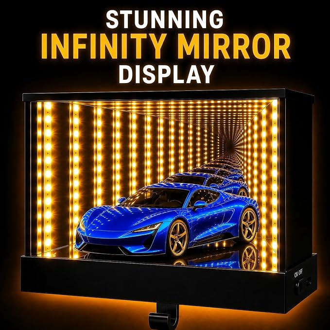 LED Key Holder for Wall, 1 Pc Magnetic Garage Display | Rechargeable motion-sensing light, infinity mirror effect, wall mount, entryway or garage decor