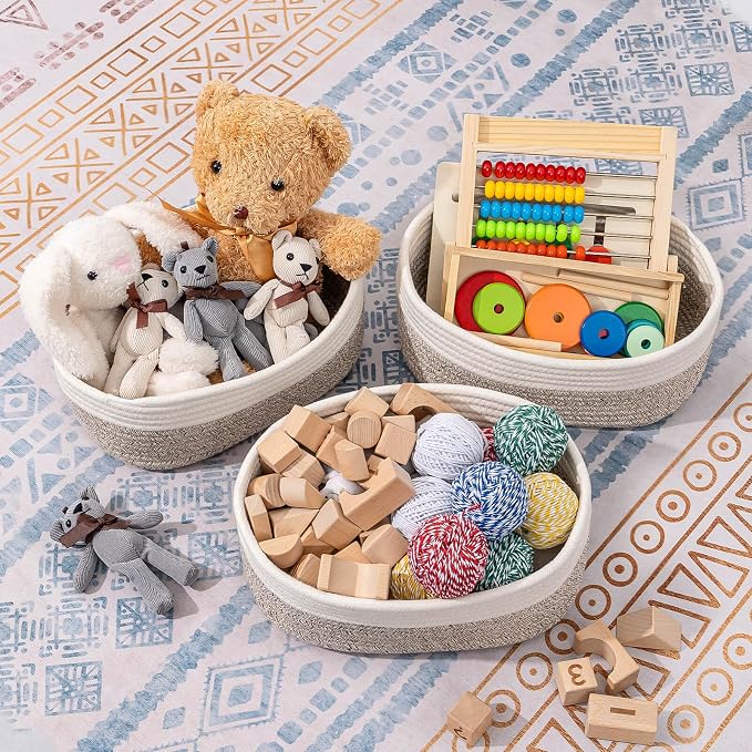 CubesLand Baskets for Shelves Storage,Cube Shelf Closet Storage Bins Set 2 | Long-lasting &Skin-friendly Toy Basket Bin,Stylish Room Decor Basket,Woven Off White/Light Brown