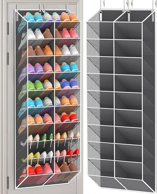 UVIAHOMI Over the Door Shoe Organizer for 30 Pairs, 10-Tier, Dark Grey