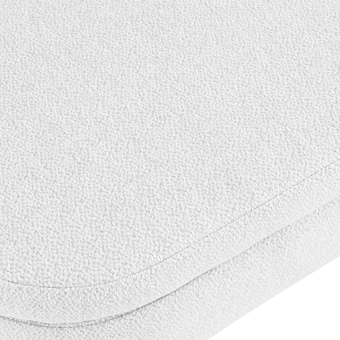 43.5” Storage Ottoman Bench，Upholstered Oval End of Bed Bench for Bedroom | Modern Linen Ottoman with Storage, Entryway Foot Rest with Wooden Legs, Lift-Top Lid with Safety Hinge, Living Room, White