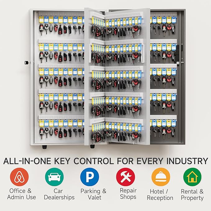 360 Key Lock Box Smart Key Organier Cabinet with Keypad & App for Office | Wall Mounted Lockbox use App, Custom & One Time Password, WiFi (Need W100 Bridge) Unlock for School, Office, Fleet, Hotel