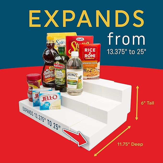 Dial Industries 3 Tier Adjustable Canned Goods Shelves for Kitchen Cabinet and Pantry Organization,Expand A Shelf,Mega,(Pack of 6)