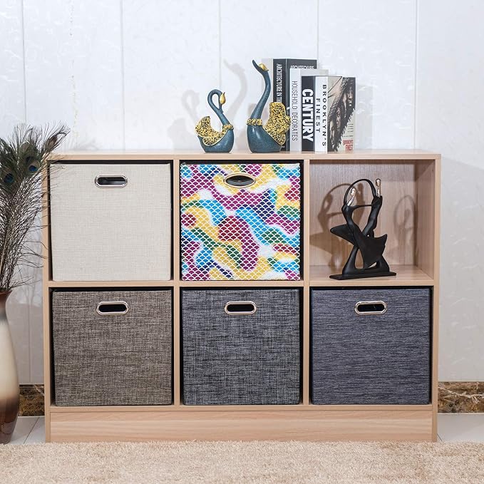Posprica Fabric Storage Cubes,13×13×13 cube storage bins, Foldable Drawers Baskets Containers for Shelf Cabinet Bookcase,Thick and Heavy Duty (4pcs, Black)