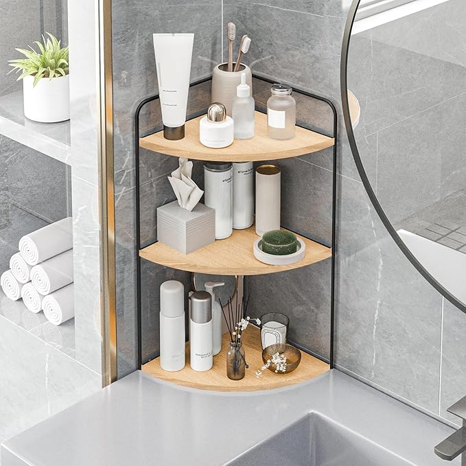 Bathroom Counter Organizer, Vanity & Makeup Countertop Organizer | Corner Bathroom Counter Organizer, Bathroom Sink Organizer, Bathroom Counter Shelf, Countertop Organizer, Corner Desk Shelf