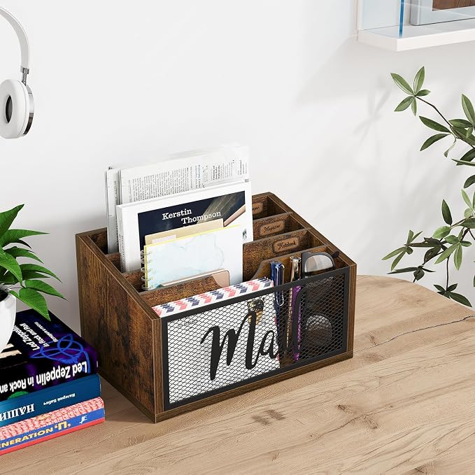 YINMIT Mail Organizer Countertop, Mail Holder, Mail Sorter for Desk, Desktop Mail Basket, Mail Organizer Wall Mounted, Office Desk Organizers and Accessories for File Paper Folder (4-Slot)
