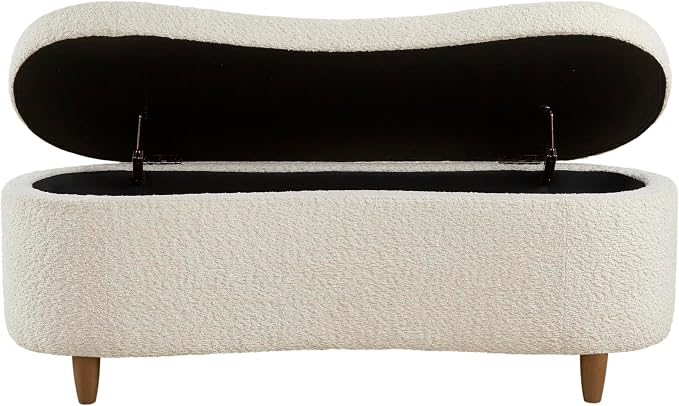 Bailey Boucle-Style Curved Storage Accent Bench