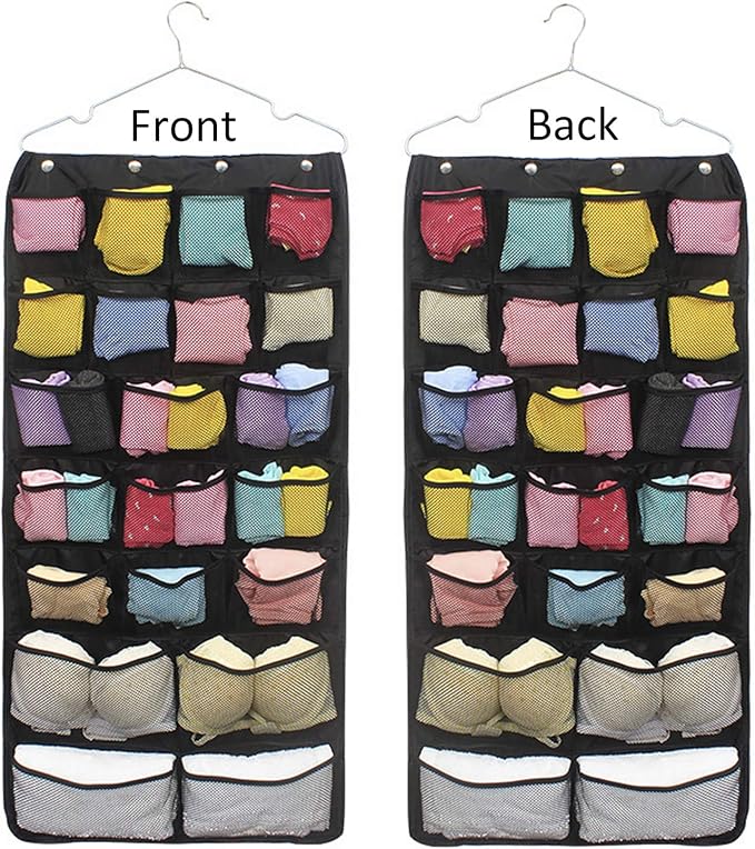Oxford Hanging Closet Organizer for Underwear, Stocking, Bra and Sock, Dual-Sided Space Saving Storage Holder with 42 Pockets