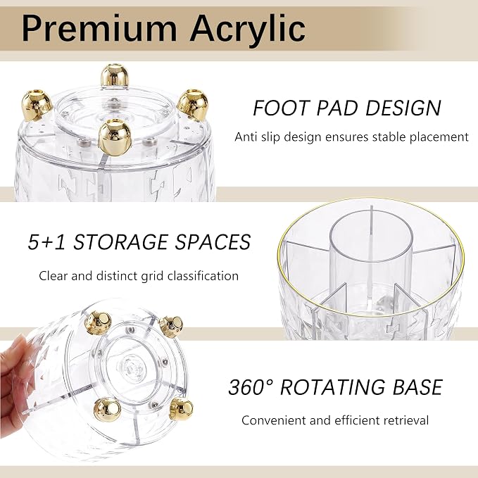 Gold Desk Accessories, Office Desk Organizers and Accessories 360°Pen Holder Acrylic Stapler Set, Phone Holder, Ballpoint Pen, Scissor, Binder Clips, Ruler, Transparent Glue, Sticky Note and Staples.