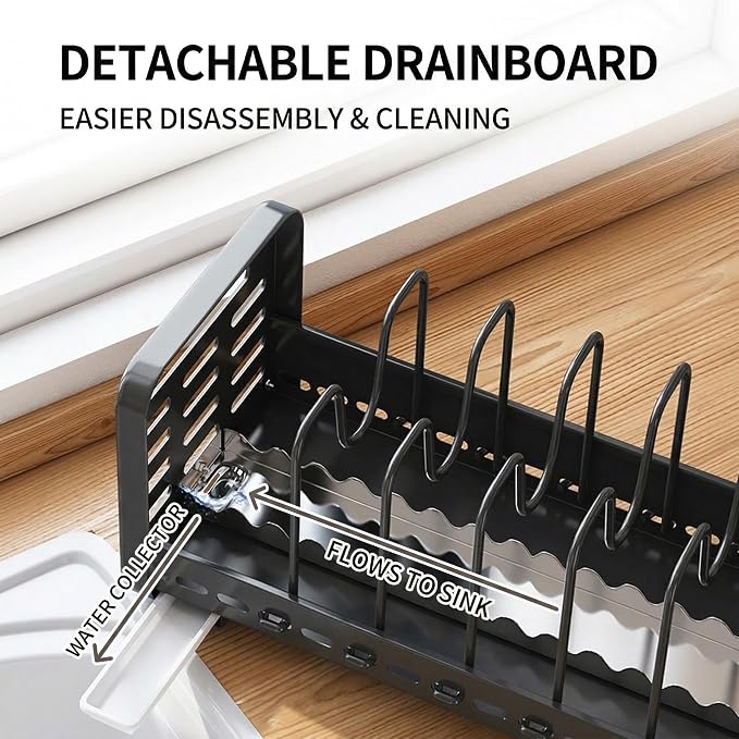 Pots and Pans Organizer Under Cabinet, Expandable Pot Lid Organizer | Adjustable Heavy Duty Rack with Removable Drip Tray, Expands 15.4"–24.8", Ideal for Kitchen Cabinets and Countertops.