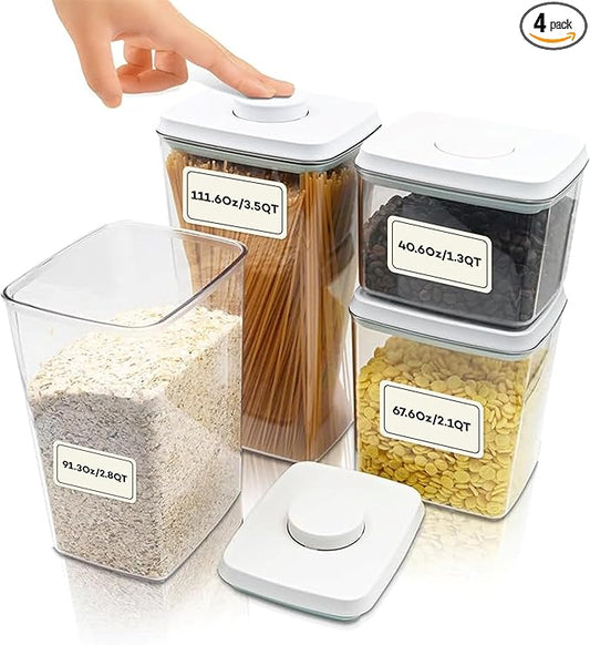 Bop Top Airtight Food Storage Containers with Lid Multi Pack | Kitchen Canister Sets | Air Tight Pantry Container | Pop Top Dry Food Storage Containers for Snacks, Sugar, Flour, Baking, Cereal, Pasta