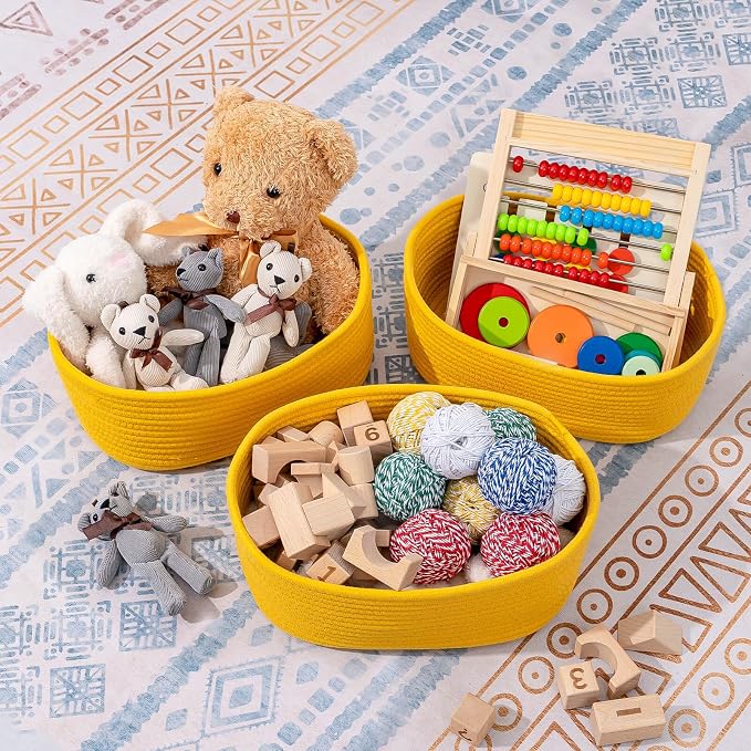 CubesLand Cube Shelf Closet Storage Baskets Bins Set 2 | Woven Basket for Organizing/Storage,Long-lasting &Skin-friendly Toy Storage Basket Bin,Stylish Room Decor Basket,Yellow