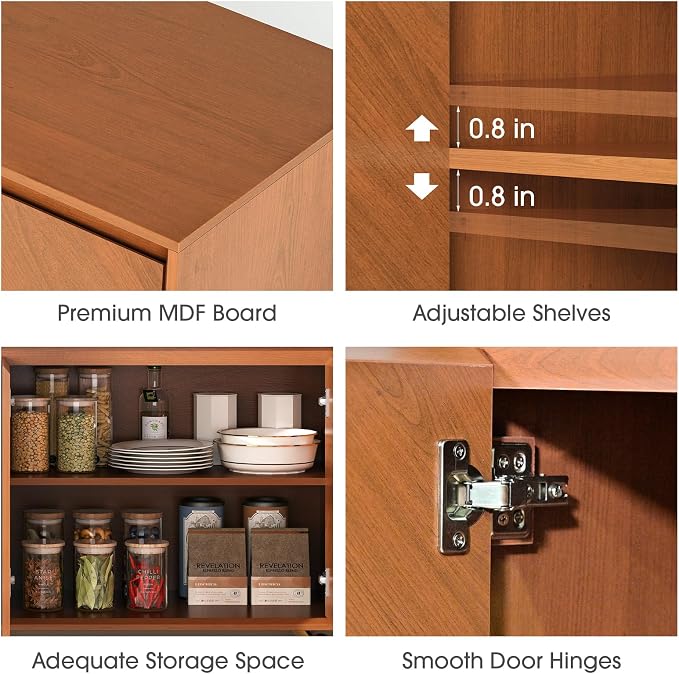JOINICE 59" Sideboard Buffet Cabinet with Storage for Dining Room,Walnut | Adjustable Shelf,Versatile Credenza for Dining Room,Metal Legs, Living, Kitchen Coffee Bar and Entryway Console