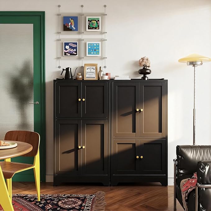 43" H Black Small Pantry Cabinet,Metal Storage Cabinets,Small Food Storage Cabinets