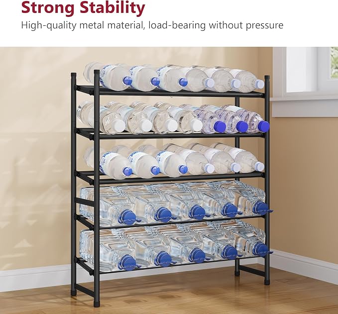 Expandable Shoe Rack for Closet 5 Tier, 28“-41“Stackable, Black | Adjustable Shoe Organizer Closet Shoe Rack Floor, Metal Shoe Shelf Storage for Entryway, Closet, Garage, Front Door Entrance