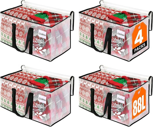 RoomHacks Clear Moving Bags Heavy Duty Extra Large, Moving Supplies with Reinforced Handle and Double Zipper, Storage Bags for Moving Essential, Packing Bags Alternative to Moving Box(4 Packs, Clear)