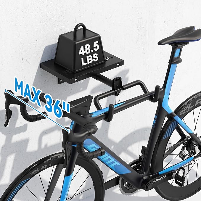 Housolution Bike Wall Mount Horizontal with Shelf EVA Foam Padded | Bike Hooks for Garage up to 48.5LBS, Carbon Steel, Adjustable Bikes Wall Hanger for Road, Mountain and Hybrid Bikes