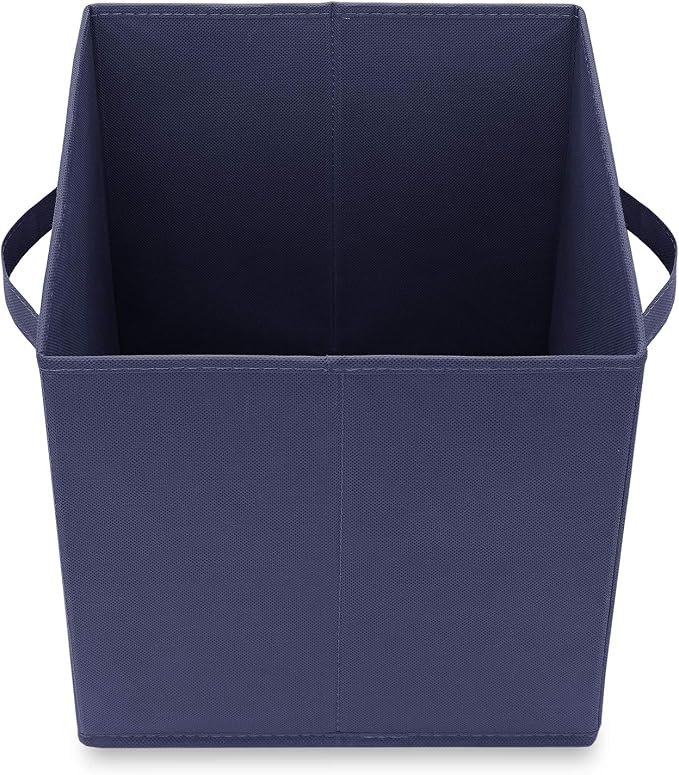 Casafield Set of 6 Collapsible Fabric Cube Storage Bins, Navy Blue - 11" Foldable Cloth Baskets for Shelves, Cubby Organizers & More