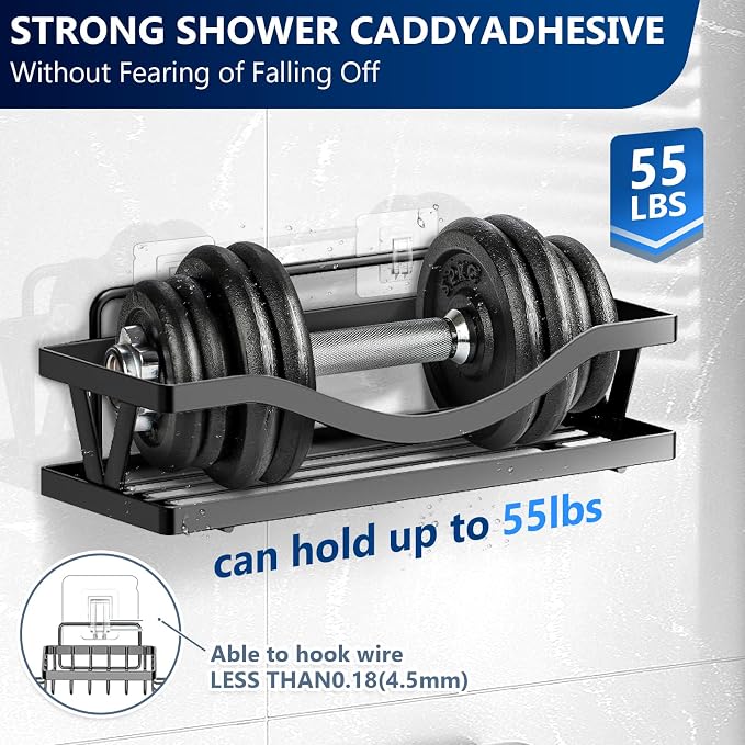 Shower Caddy Adhesive Replacement Hooks, Strong Waterproof Strips, No Drilling for Bathroom Shelves, Kitchen Racks, and Soap Holders (Transparent-14 Pack 1Hook)