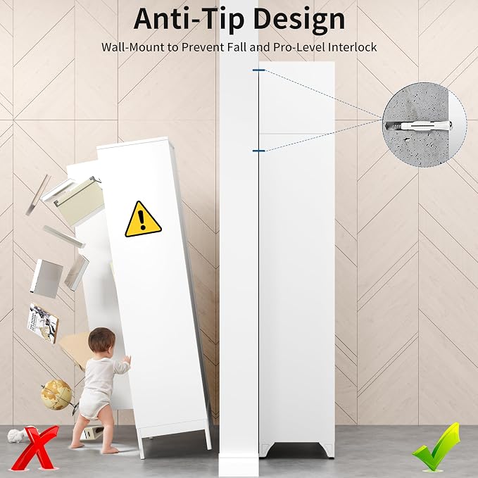 90" Tall Metal Kitchen Pantry Storage Cabinet with Doors | White Freestanding Heavy Duty Steel Cupboard, 5 Adjustable Shelves,Extra Large Organizer for Home and Garage (2 Boxes)
