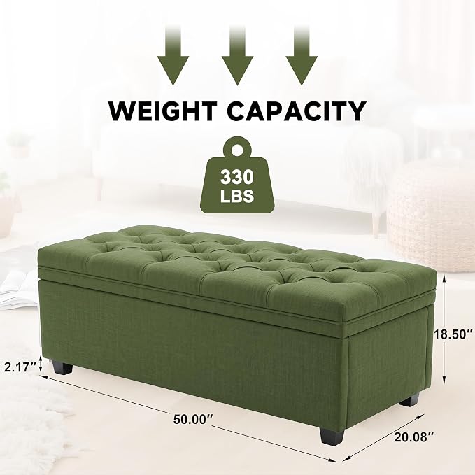 Mangodan 43 Inch Storage Ottoman, Tufted Ottoman with Storage | End of Bed Ottomans for Living Room, Bedroom, Modern Entryway Benchs