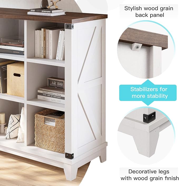 EnHomee Farmhouse 9-Cube Storage Organizer for Living Room, White | Home Organization Lovers, Wood & Metal, Holds 386 Lbs, Anti-Tip & Stabilizers