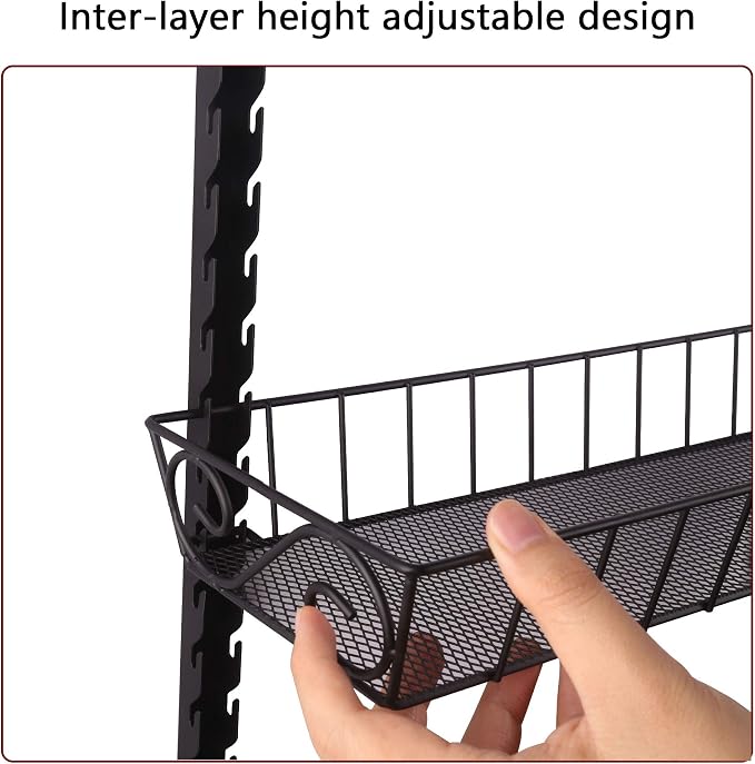 SWOMMOLY Wall Mount Spice Rack Organizer, 3-Tier Adjustable Dual-Use Shelf | Hanging Spice Rack Organizer, Kitchen Pantry Cabinet Storage Holder for Spices, Mason Jars, Bottles & Cans, Black