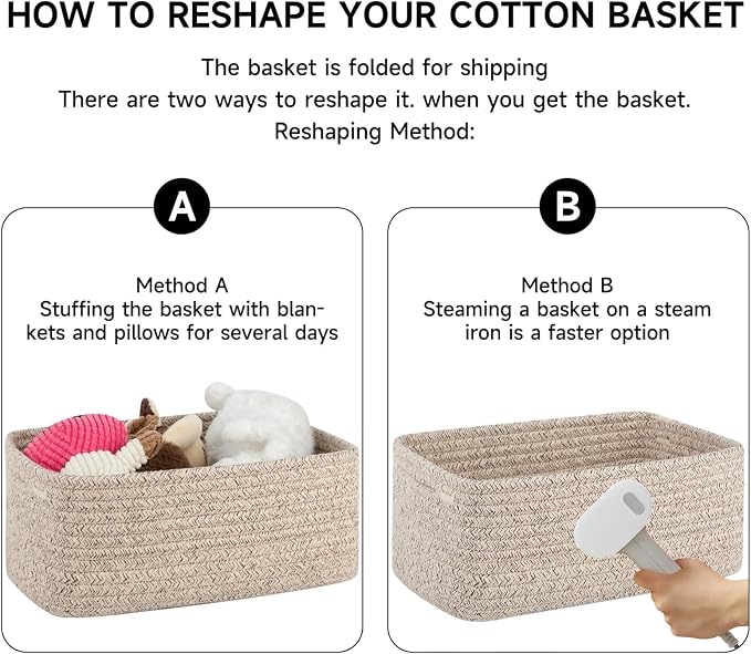 OIASKET 6 Pack Small Storage Baskets for Shelves, Basket for Organizing | Baskets for Towel, Cute Decorative Storage Bins, Organizer Basket for Gifts Empty, 11.8''Lx7.8''Wx4.7''H-Brown