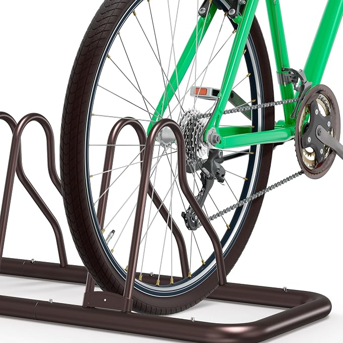 Simple Houseware 5-Bike Adjustable Floor Storage Rack for Garage, Bronze | Bicycle Parking Stand Organizer for Road and Kids Bikes
