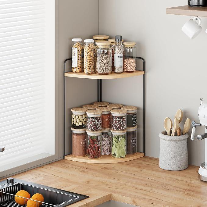 Bathroom Counter Organizer, Vanity & Makeup Countertop Organizer | Corner Bathroom Counter Organizer, Bathroom Sink Organizer, Bathroom Counter Shelf, Countertop Organizer, Corner Desk Shelf
