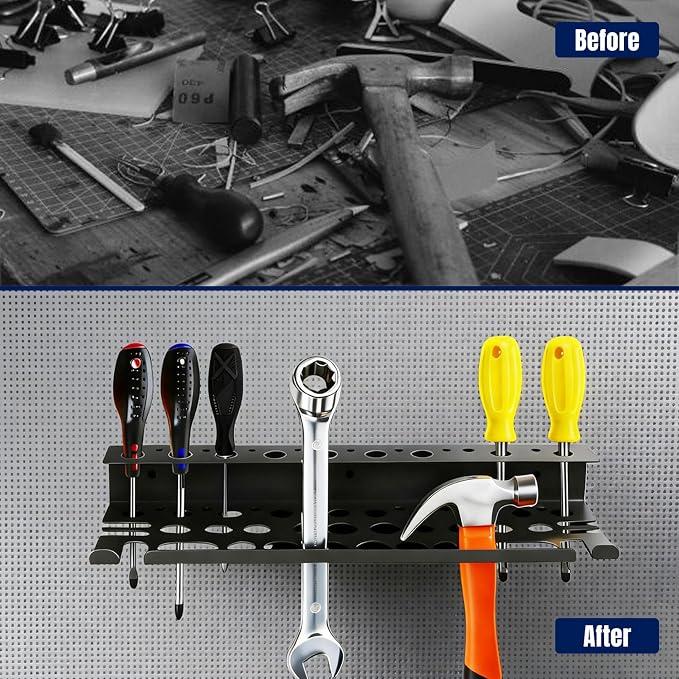 Screwdriver Organizer Wall Mount for Pliers, Screwdrivers, Garage Workshop Storage, Stores up to 43 Pliers or Small Tools, Ideal Gift for Men