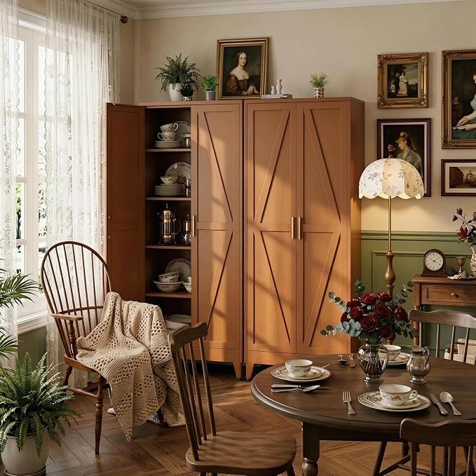 71" H Metal Storage Cabinet,Food Pantry Cabinets with Doors,Tall Cabinet,Kitchen Pantry Storage Cabinets
