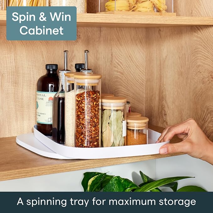 YouCopia MagicTrack Rectangle Turntable, Lazy Susan Max Cabinet Organizer