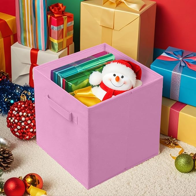 ShellKingdom Storage Bins, Foldable Fabric Storage Cube And Cloth Organizer | Storage Drawer For Closet And Toys, 13 X 13 X 13 INCH, 2 Pack (Pink)