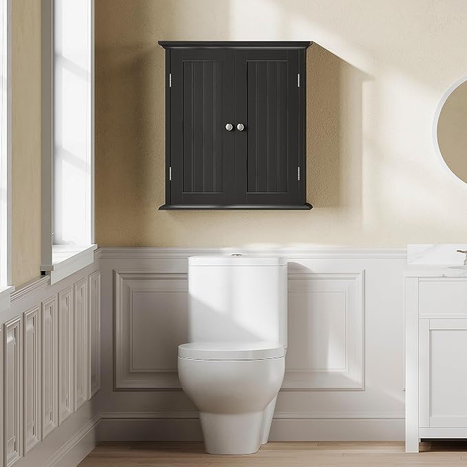 ChooChoo Bathroom Wall Cabinet Set of 2, Over The Toilet | 8.8"D x 21.1"W x 24"H, Medicine Cabinet, 2 Door and Adjustable Shelves, Cupboard, White